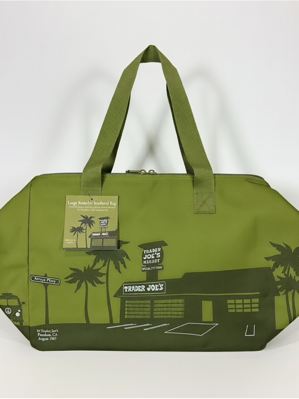 Trader Joe’s Large Reusable Insulated Cooler Bag - Olive Green - NWT 2026
